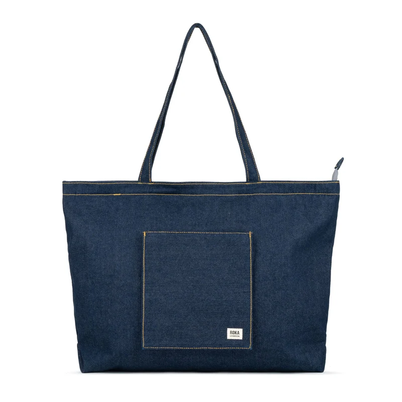 ROKA Portobello N Stor återvunnen bomullspåse - Dark Wash Denim