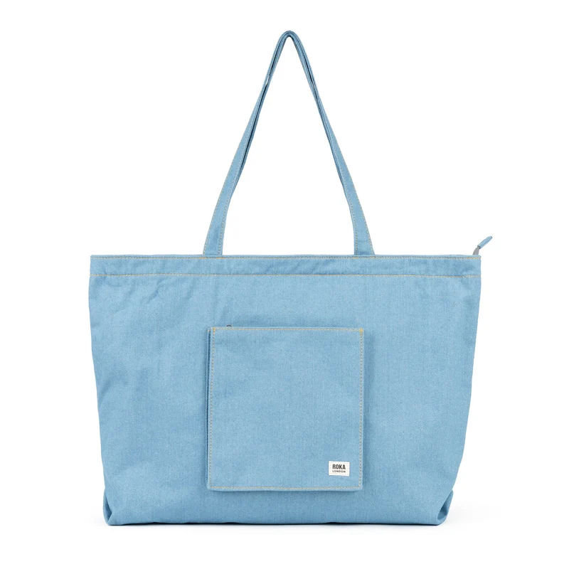 ROKA Portobello N Stor återvunnen bomullspåse - Light Wash Denim
