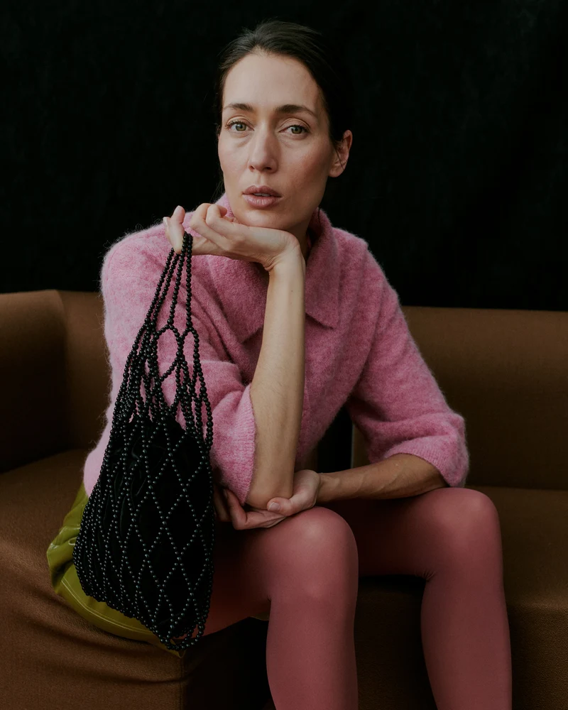 Medium Pearl Velour Håndtaske