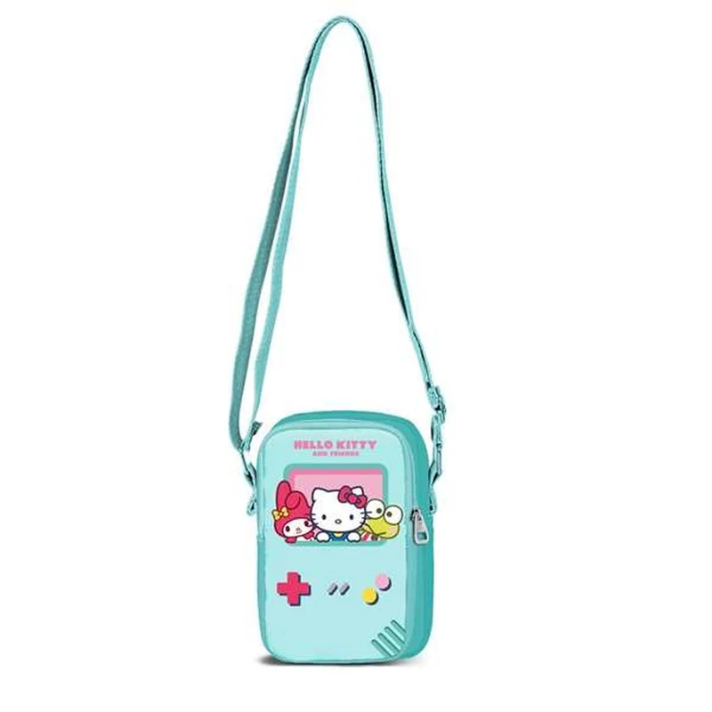 Axelväska Hello Kitty, turkos, kompakt design