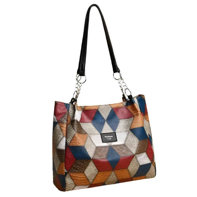 PU Leather Handbag With Geometric Pattern