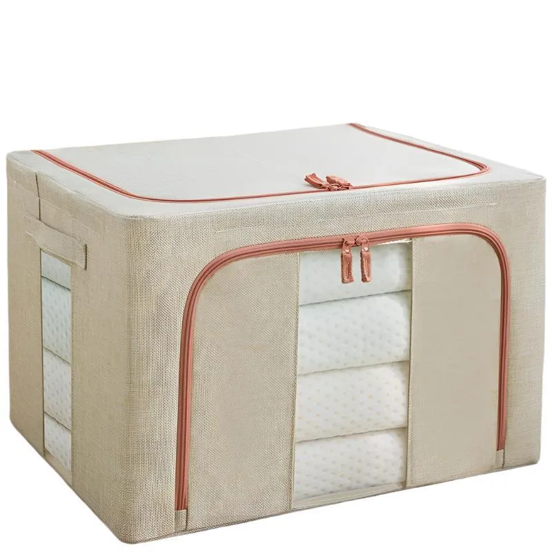 Transparent Thick Cotton & Linen Cloth Clothing Storage Bag Box