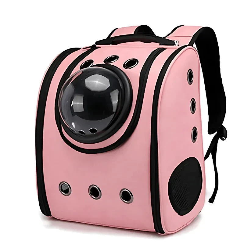Leather Pet Dog Cat Backpack Carrier Capsule