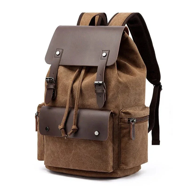 Unisex Casual Business Laptop Bag With Buckle Drawstring Backpack
