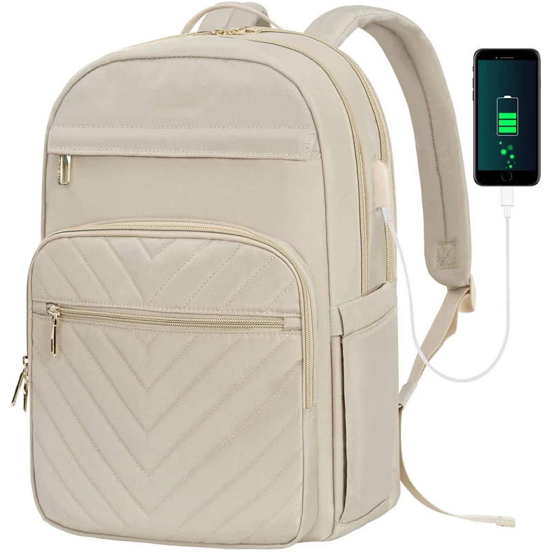 Women's Oxford Cloth USB Charging Business Work School Student Backpack