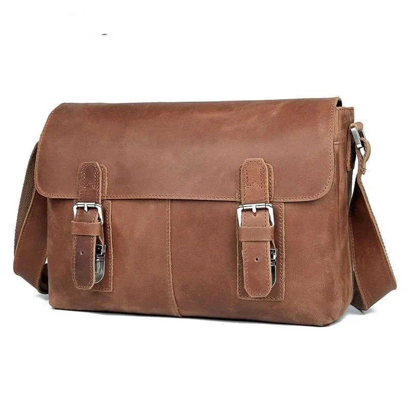 Vintage Leather Crossbody Shoulder Bag For Men