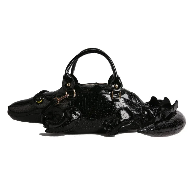 Women's Creative Funny Crocodile Shaped Leather Handbag