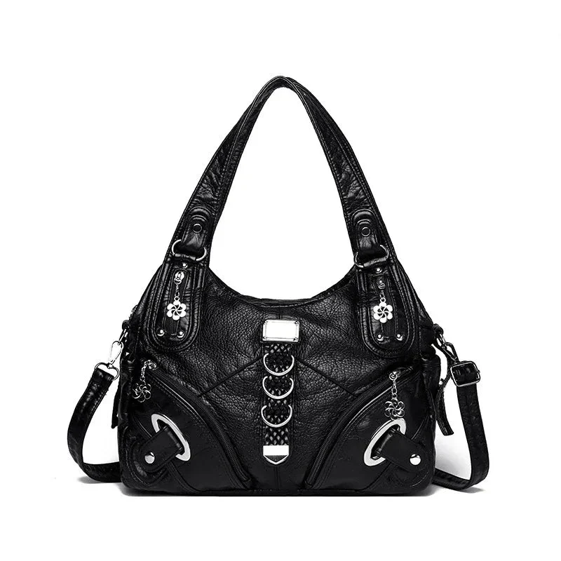 Women's Shoulder Bag Large Capacity Washed Leather Handbag