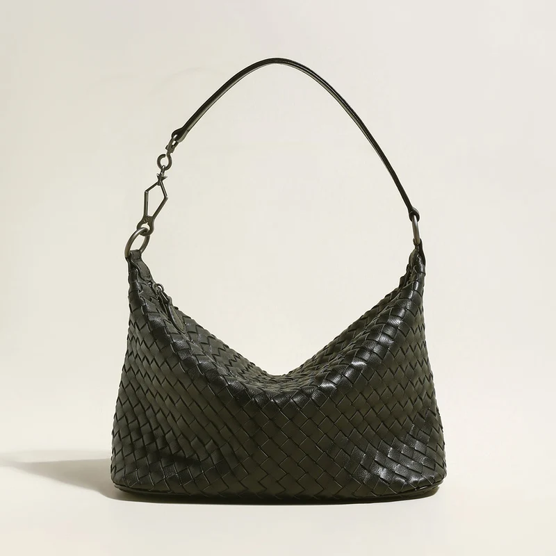 Belmont Black Slouchy Woven Shoulder Bag