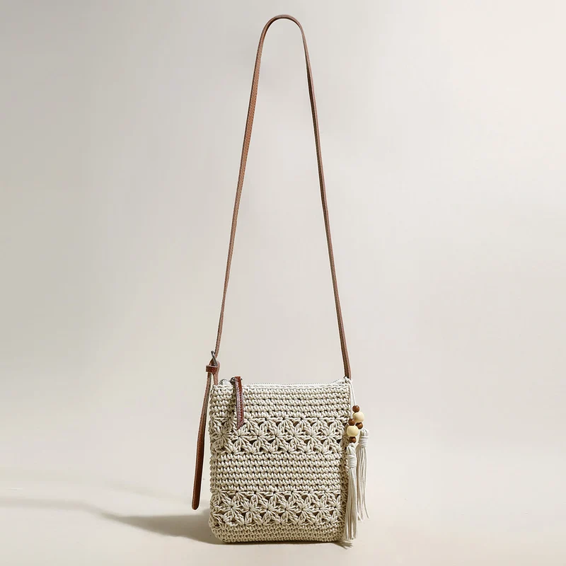 Mini White Boho Chic Leather Strap Shoulder Bag
