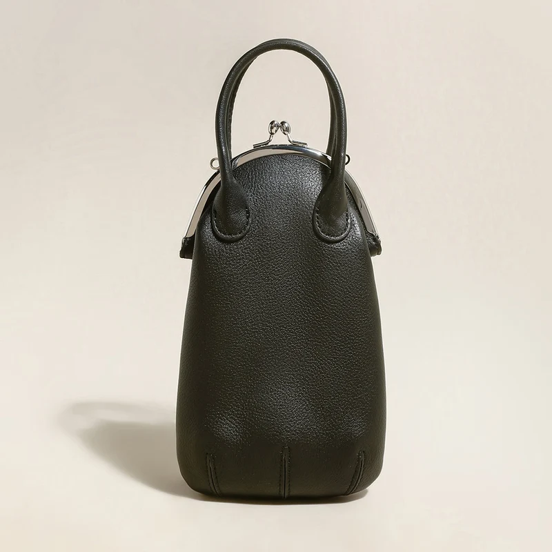 Whimsical Gourd Leather Ball Clasp Top Handle Bag