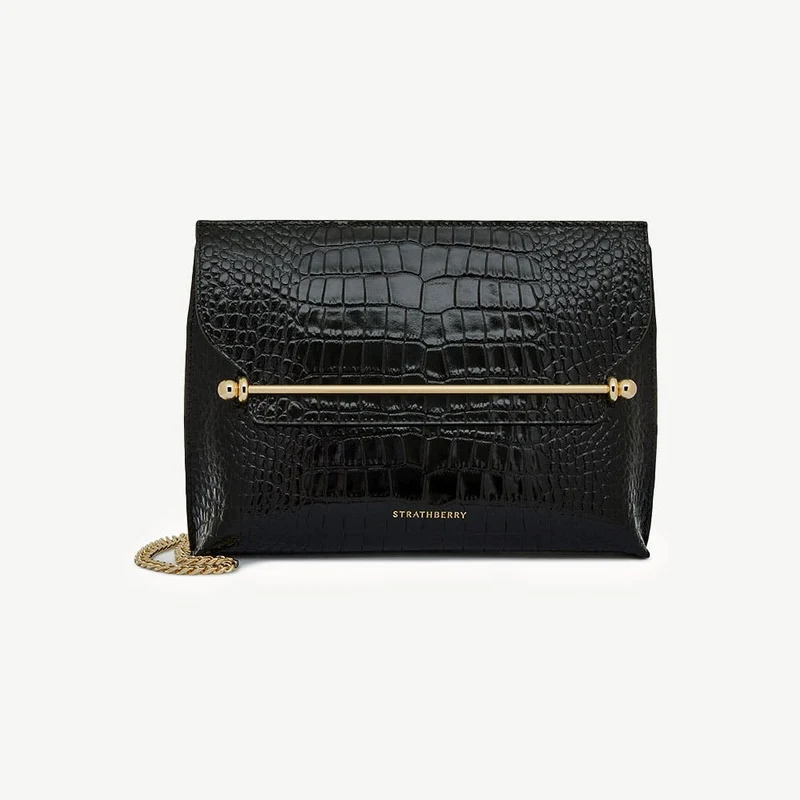 Stylist - Croc-Embossed Leather Black
