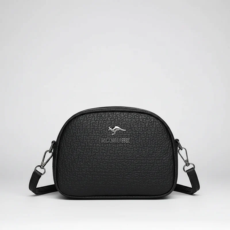 Lyxig crossbody-väska i krokodilfärgat PU-läder med dragkedjefickor för kvinnor