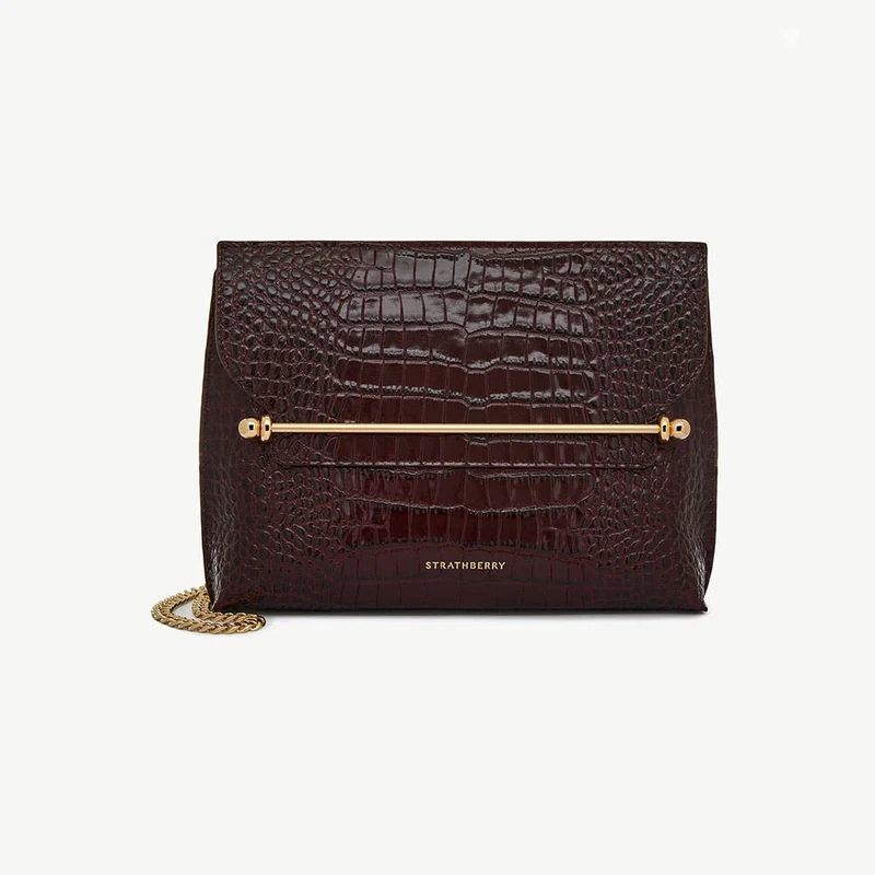 Stylist - Croc-Embossed Leather Burgundy