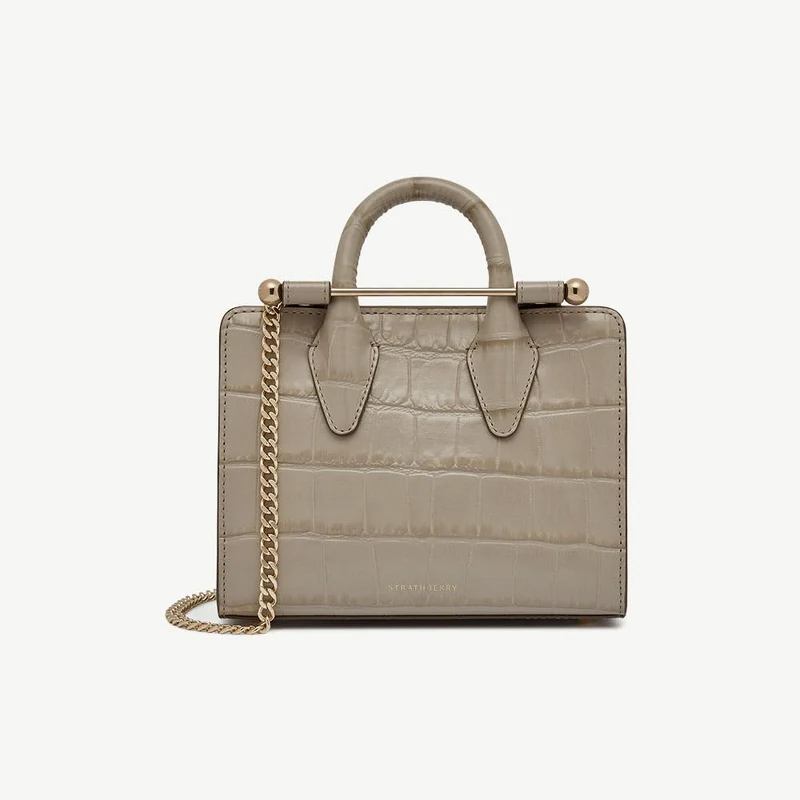 Nano Tote - Croc-Embossed Leather Light Taupe