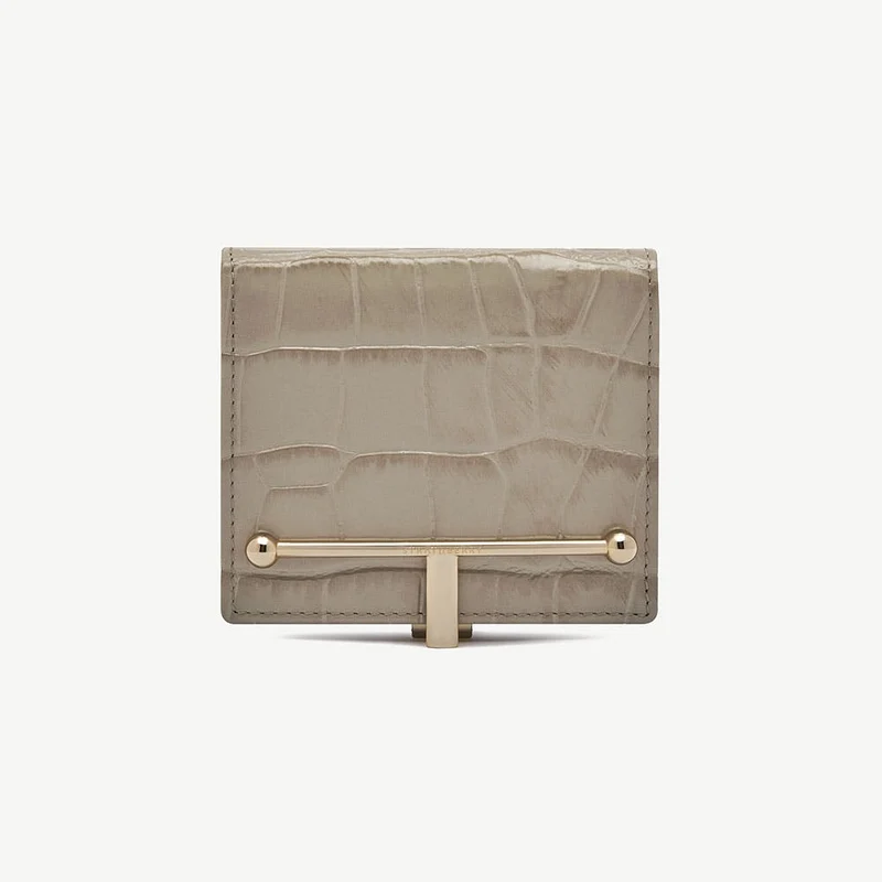 Melville Street Wallet - Croc-Embossed Leather Light Taupe