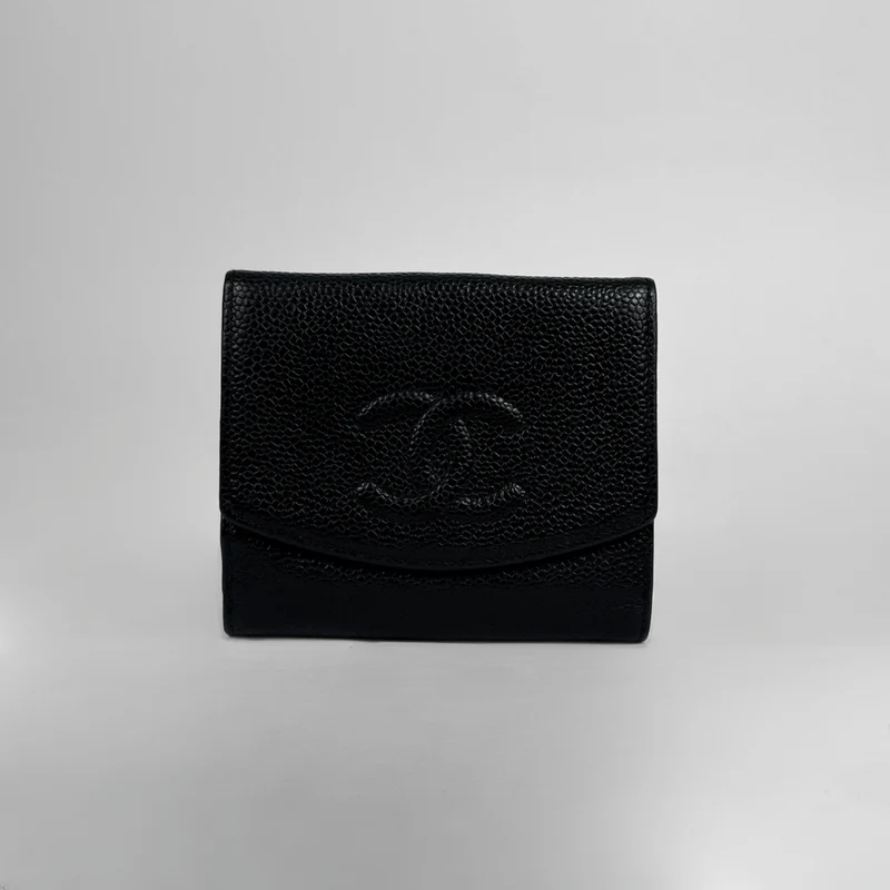Chanel Caviar Timeless CC-plånbok i svart