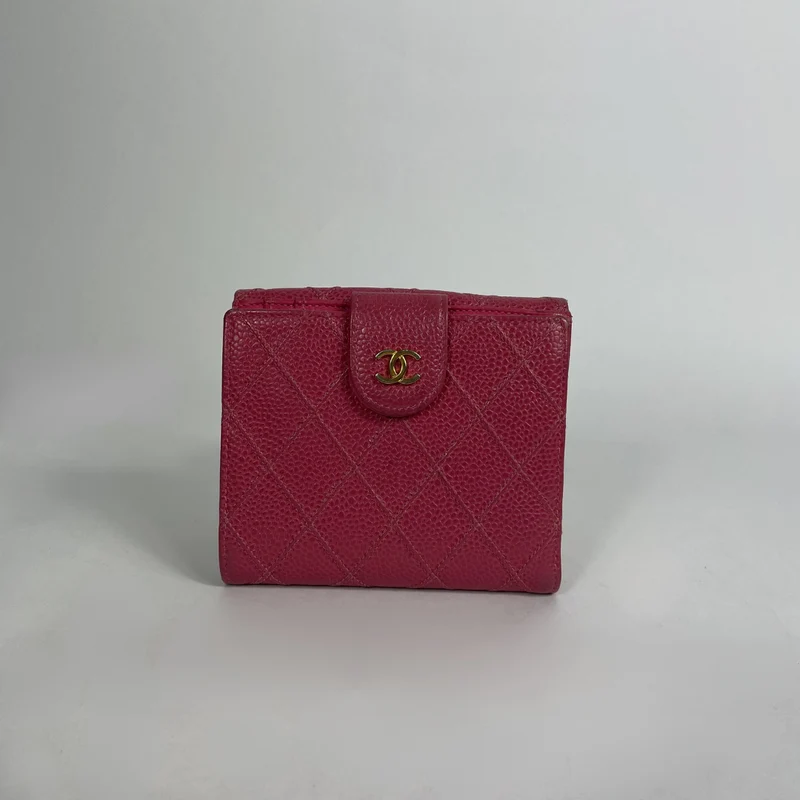 Chanel Caviar Quilted Compact Flap Plånbok Rosa