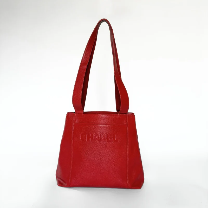 Chanel Stor Shopper Rött läder