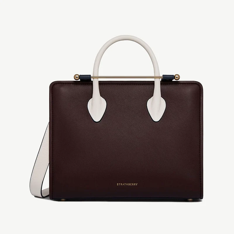 Midi Tote - Burgundy/Navy/Vanilla