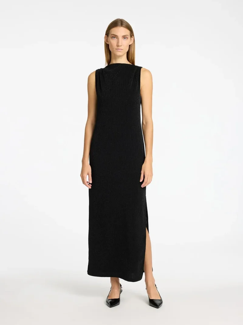 Klänning Anita twisted ankle, black lurex