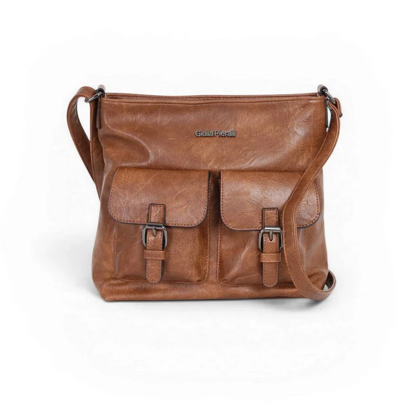 Giulia Pieralli Classic Cognac Crossover 2-Pockets