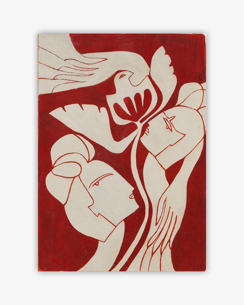 Sisterhood – Original Akryl- & oljepastellmålning, Lerröd & Beige