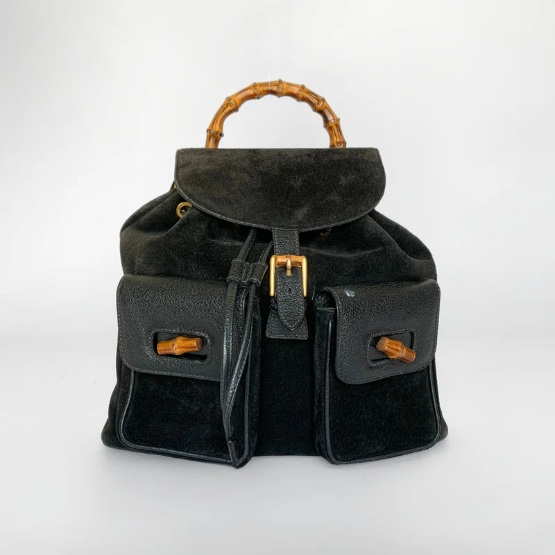 Gucci Bambu Ryggsäck Stor Mocka