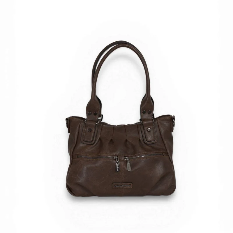 Giulia Pieralli Classic Ruffle Handbag Coffe