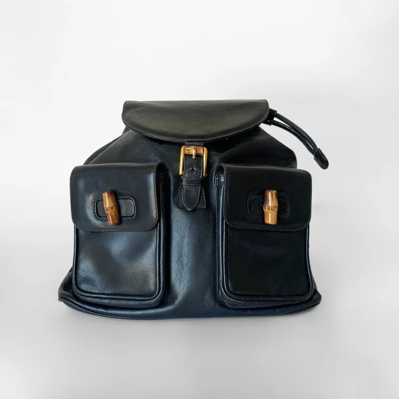 Gucci Bambu Ryggsäck Stor Läder