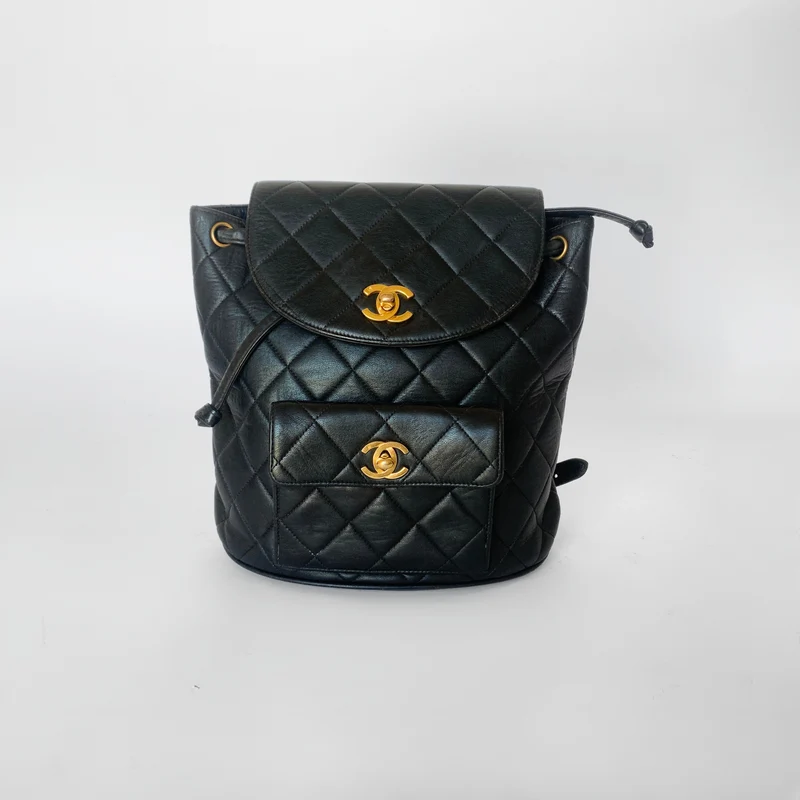 Chanel Duma Ryggsäck Lammskinn Läder