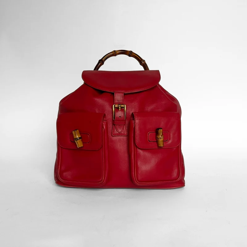 Gucci Bambu Ryggsäck Stor Läder
