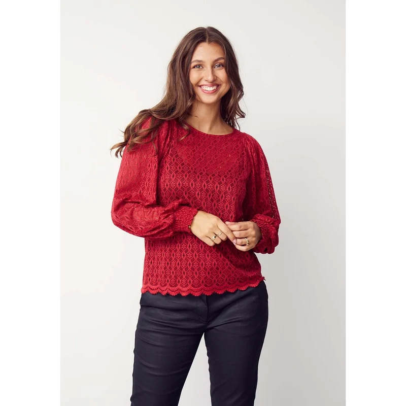 Blus Katty lace, warm red