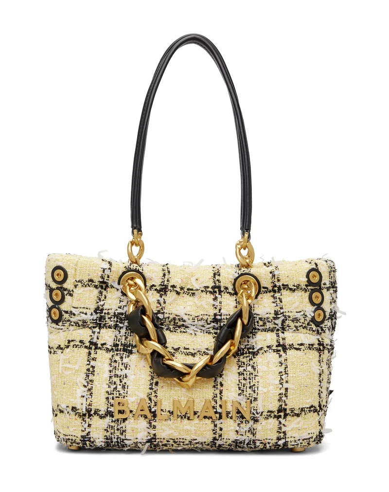 Balmain Plaid Tweed 1945 Tote