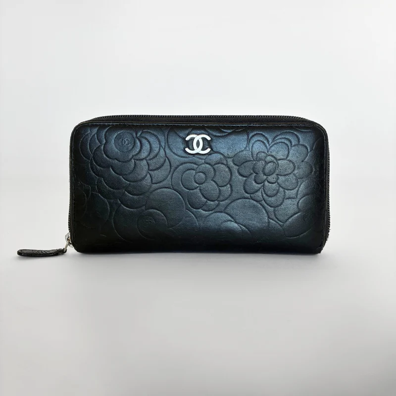 Chanel Camelia Plånbok Stor Lammskinnsläder
