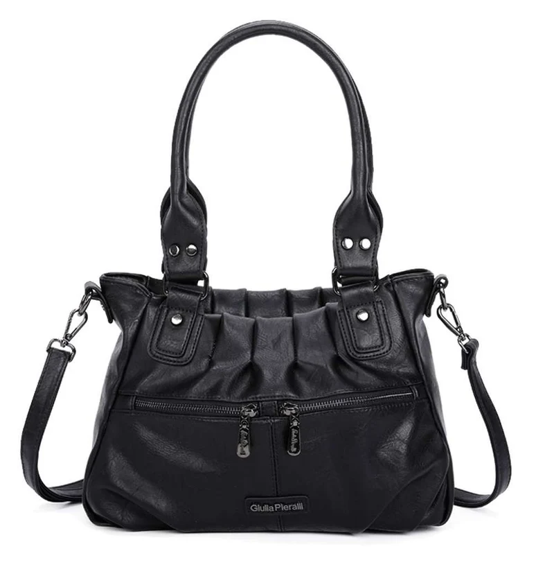 Giulia Pieralli Classic Ruffle Handbag Black