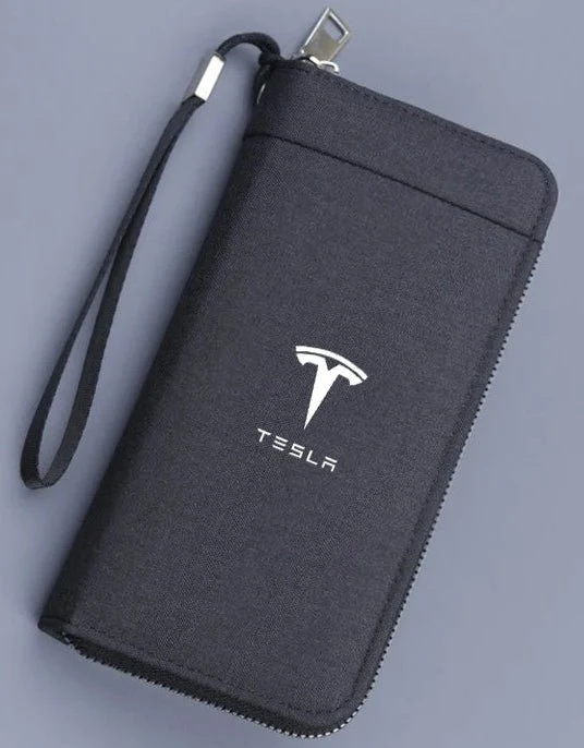 Lyxig multifunktionell plånbok för män eller kvinnor med Tesla-logotyp - Presentserie