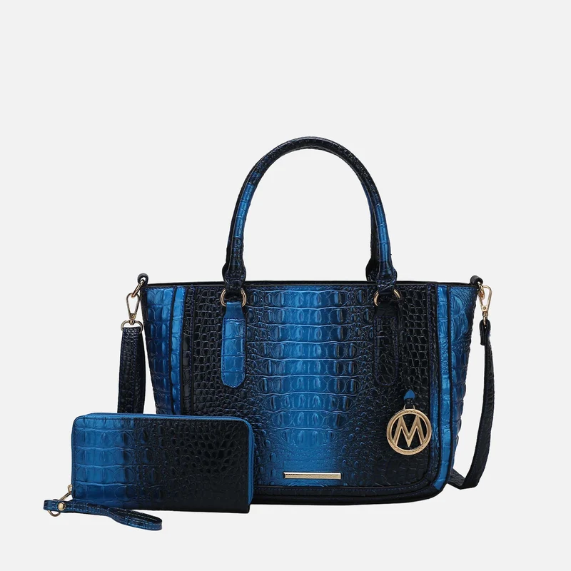 Bonnie Croc-Embossed Handbag and Set