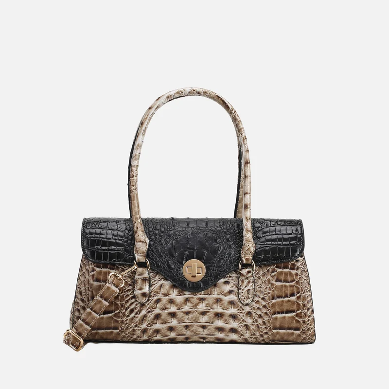 Liviana Croc-Embossed Elongated Shoulder Bag