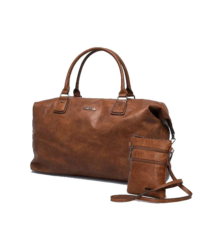 Giulia Pieralli Classic Paketpris Weekendbag & Mobilväska Cognac