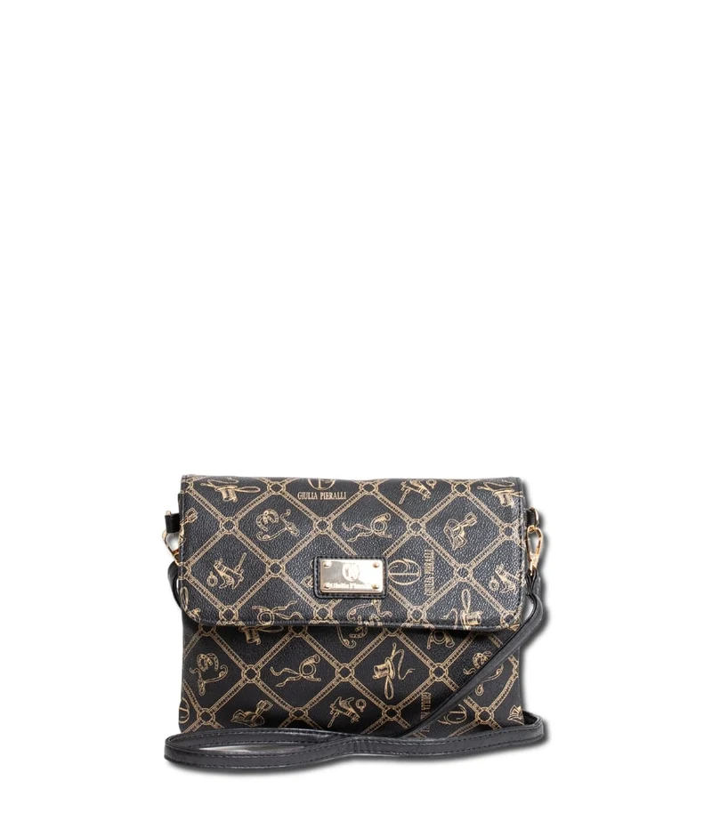 Giulia Pieralli Logo Small Flap Bag Black