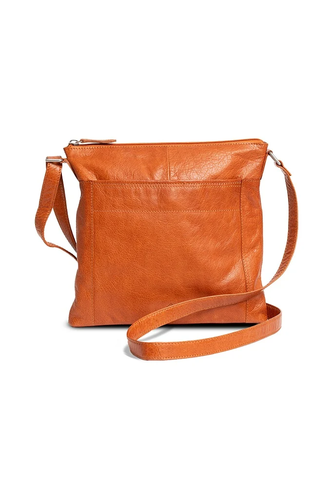 AroqA Genuine Leather Sofia Crossover Brandy