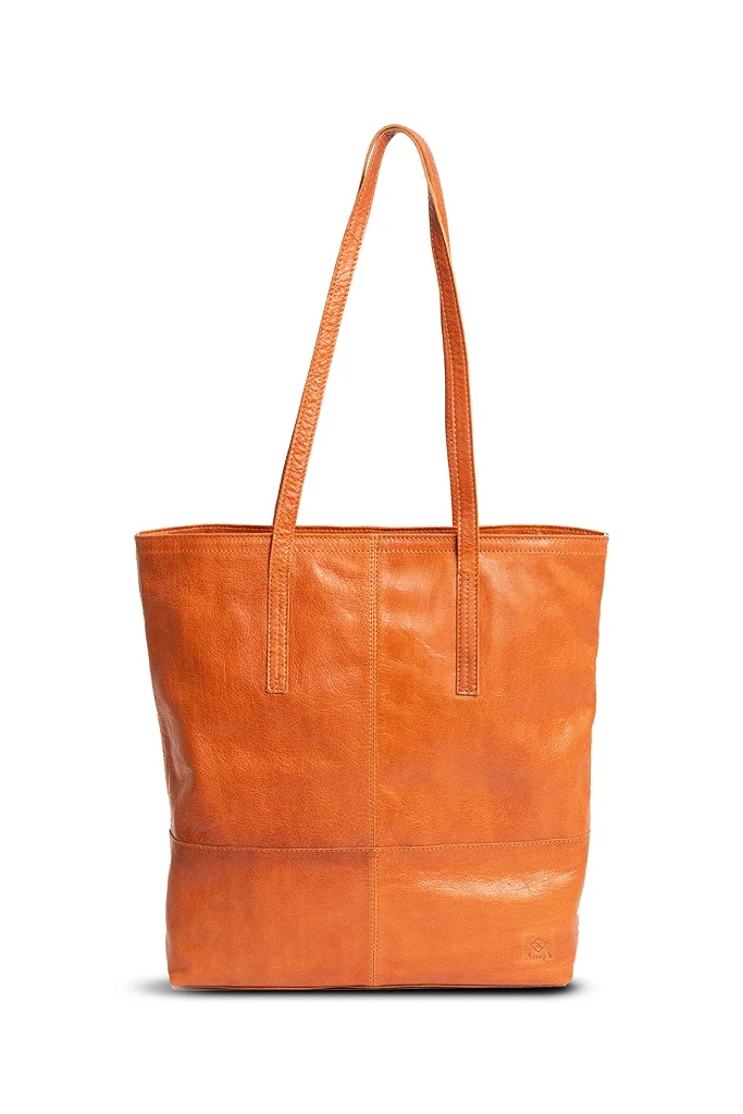 AroqA Genuine Leather Louise Shopper Brandy