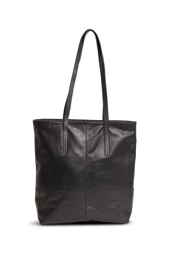 AroqA Genuine Leather Louise Shopper Black
