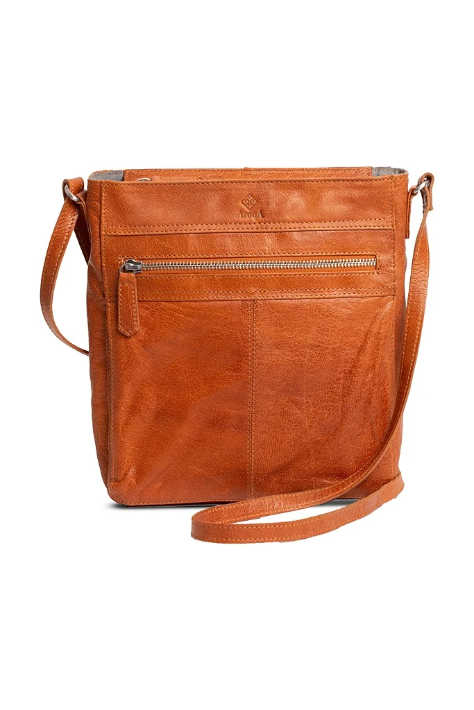 AroqA Genuine Leather Britt Shoulderbag Brandy