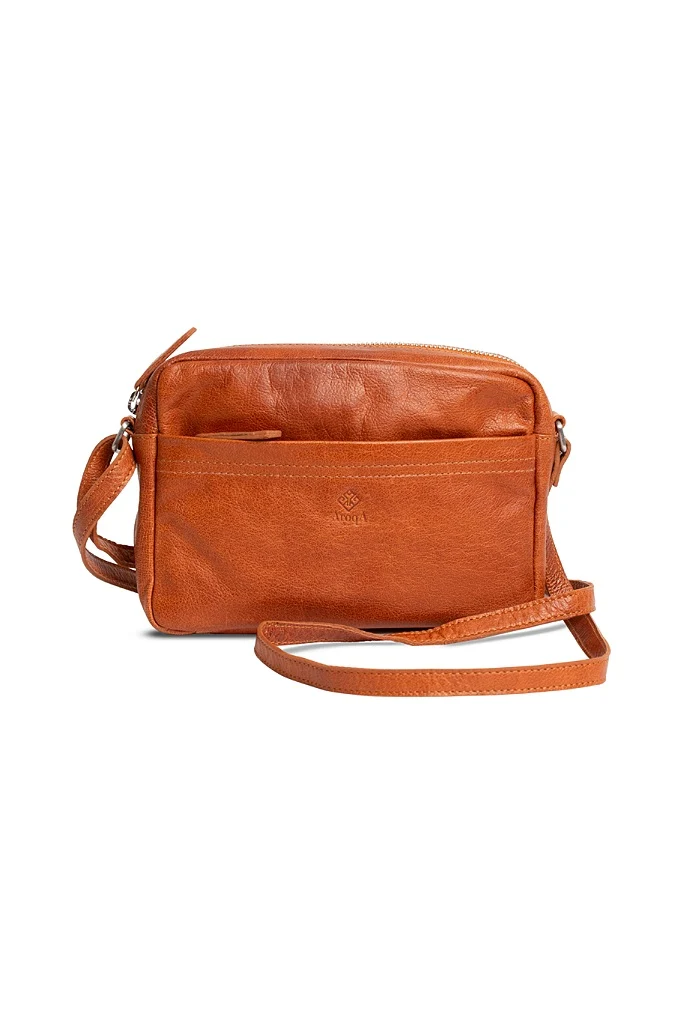 AroqA Genuine Leather Anna Shoulderbag Brandy