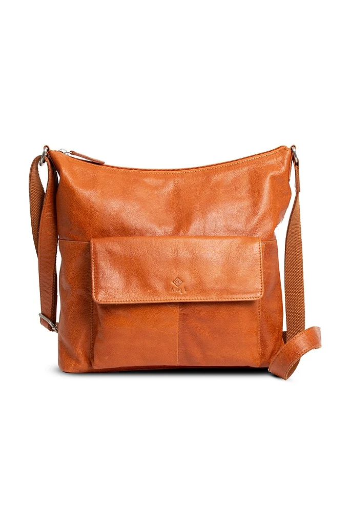 AroqA Genuine Leather Marianne Crossover Brandy