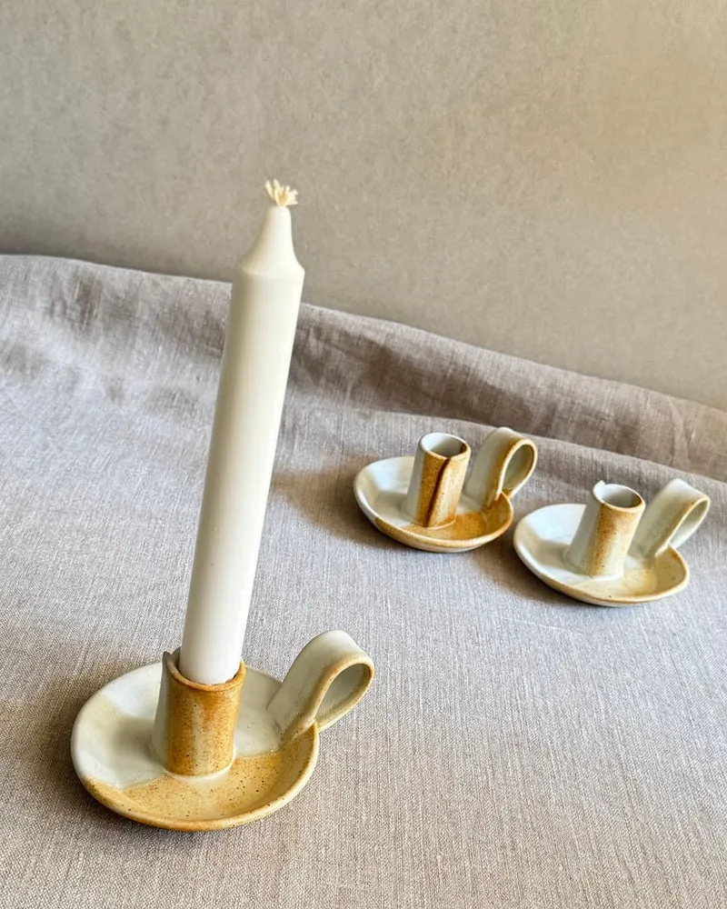 Keramik Ljushållare - beige vit