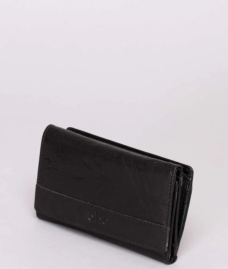 BHC Nordic Leather Wallet Flap Medium Black