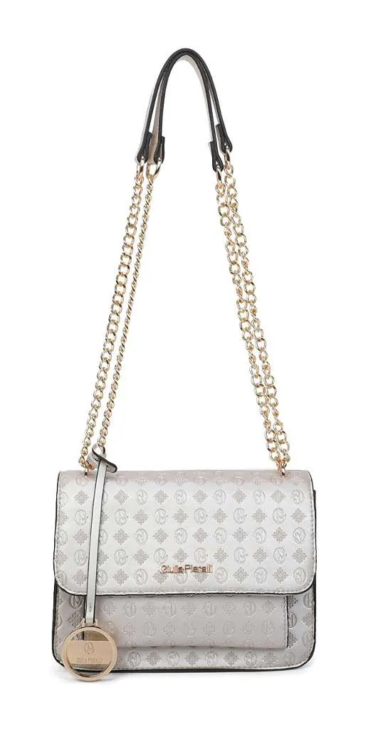 Giulia Pieralli Moda Logo Flap Shoulder Bag Metal